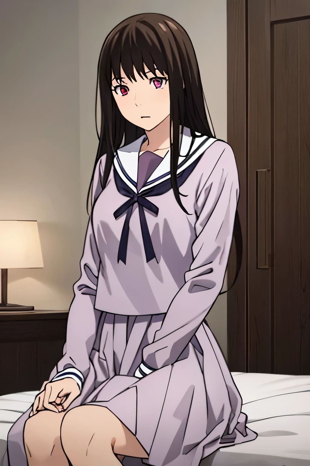 masterpiece:1.6, best quality), finely detailed beautiful eyes: 1.2), colorful, 1boy, buzzcut, muscular, brown eyes, school uniform, boy caressing girl's body, breast groping, breast grope, hold breast, hug from behind, 1girl, bangs, black hair, blush, school uniform, indoors, sit, sitting on bed , bed,bedroom, lamp, cowboy shot,