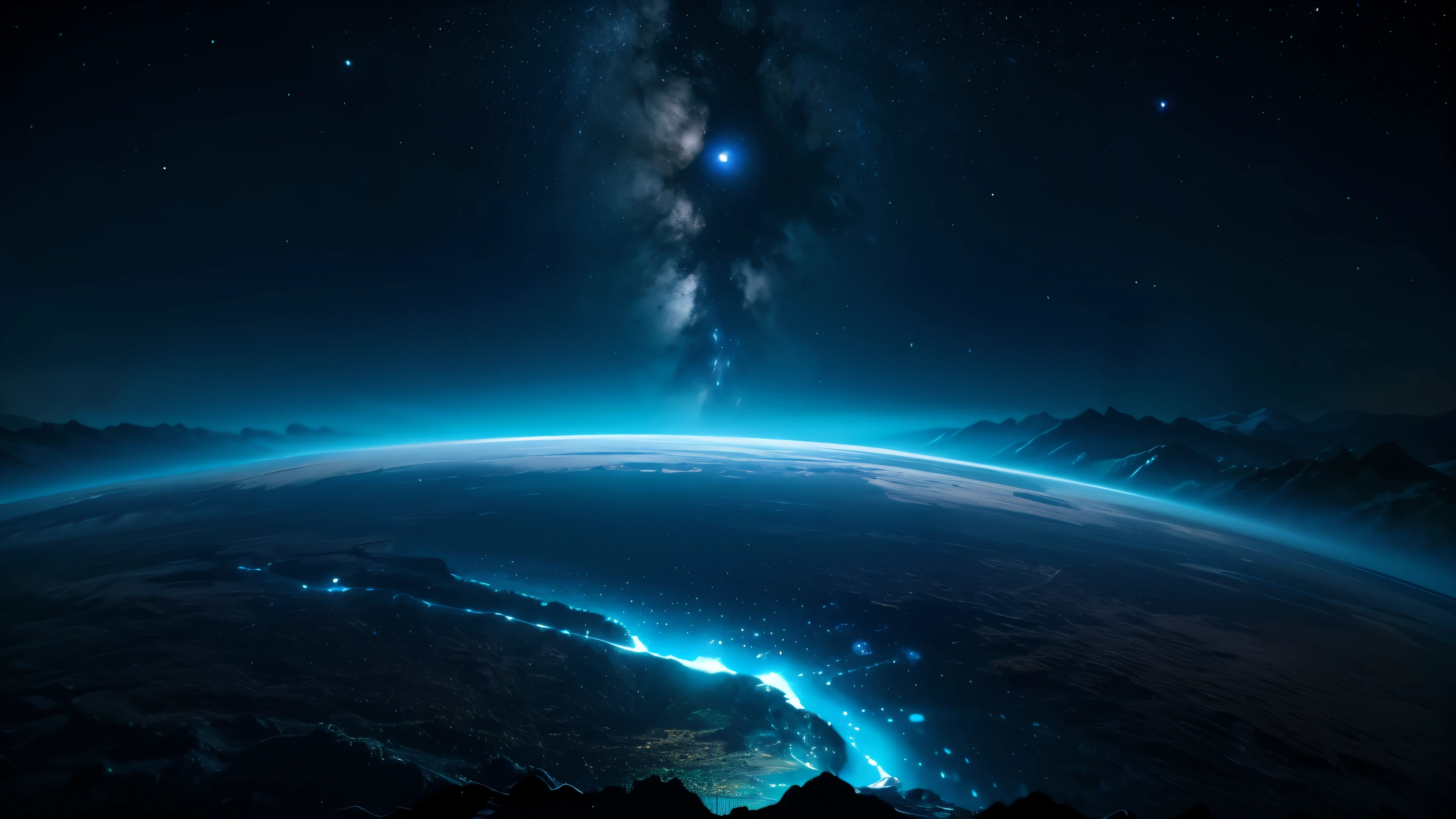 8k 4k best quality　Jet-black universe　there&#39;s no one here　Landscape only　Floating polka dots　Lots of crosses that glow slightly blue