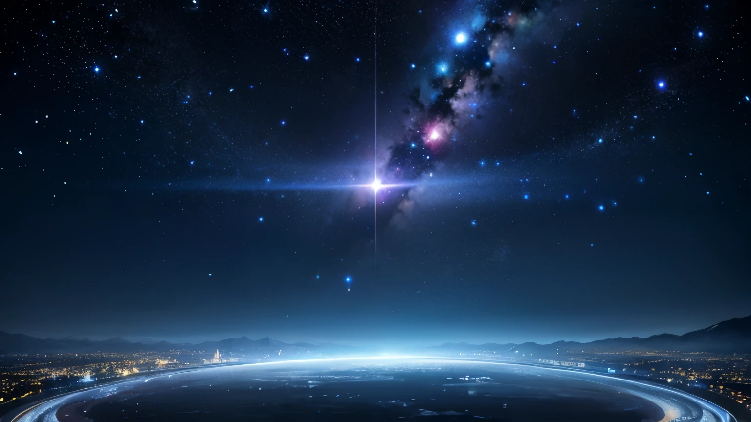 8k 4k best quality Pitch Black Universe Nobody is here Landscape only polka dots are floating many blue shining crosses