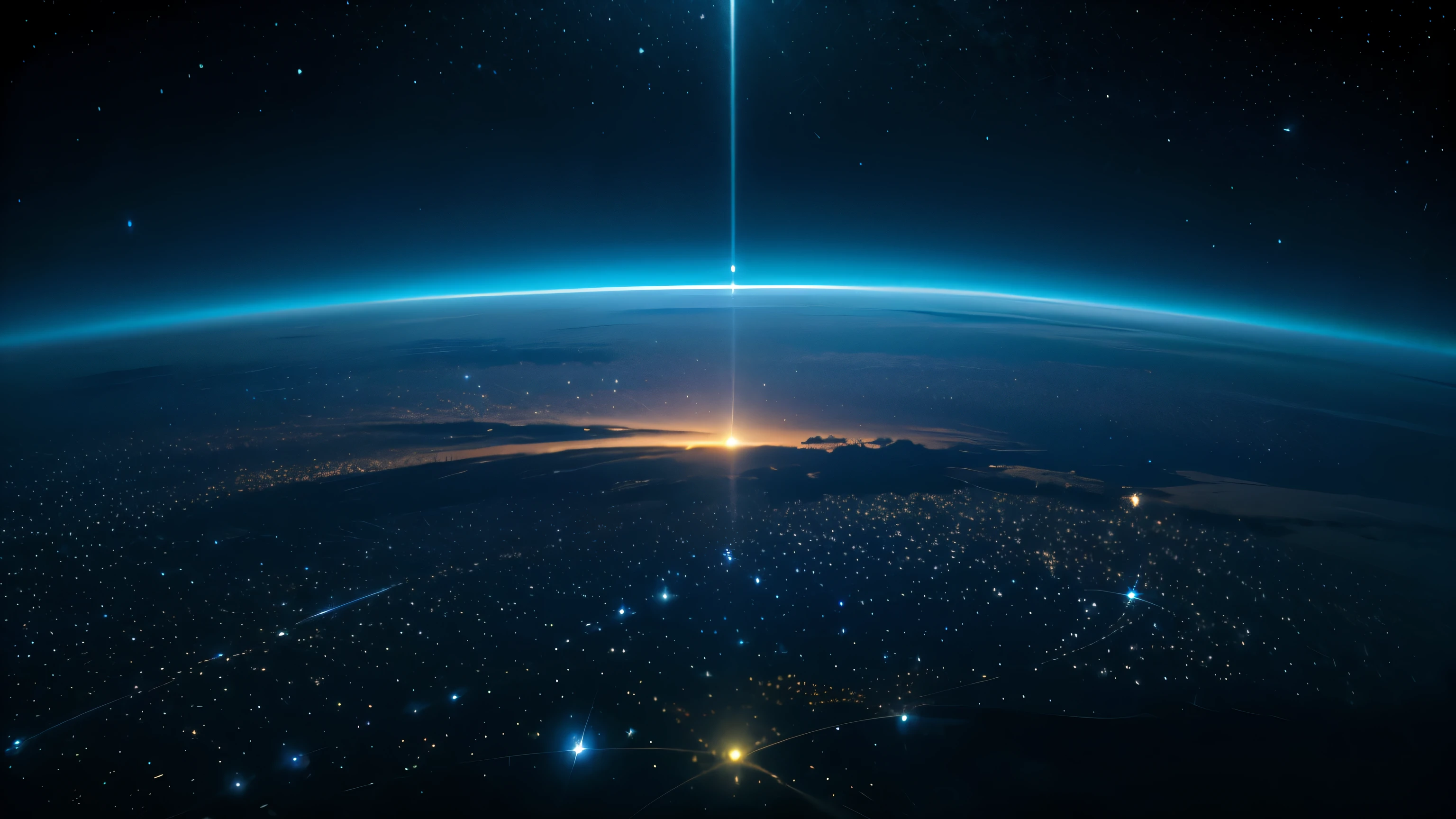 8k 4k best quality Jet-black universe there's no one here Landscape only Floating polka dots many blue shining crosses