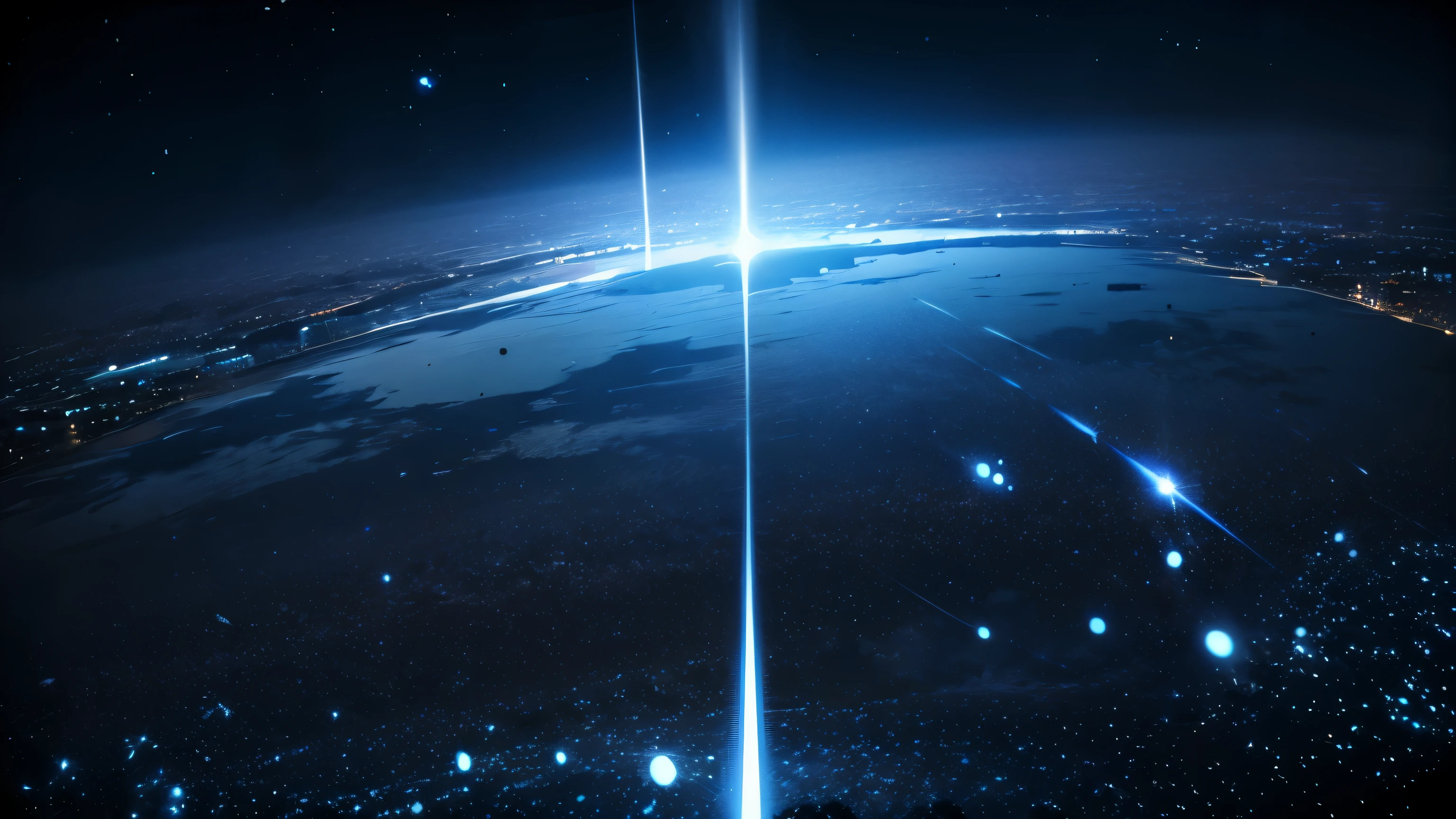 8k 4k best quality　Jet-black universe　there&#39;s no one here　Landscape only　Floating polka dots　many blue shining crosses