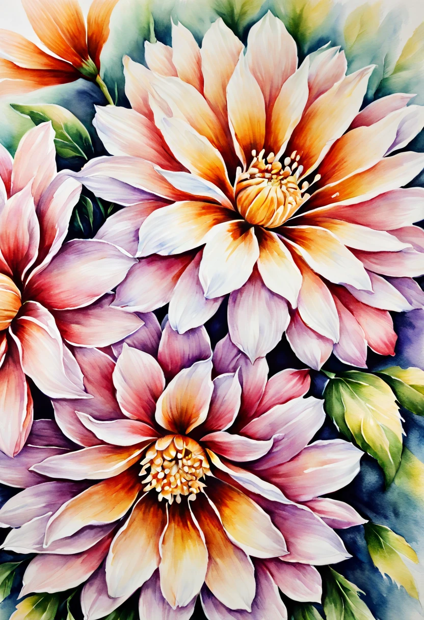 watercolor painting, close up of flowers, by Nicolette McNamara, best quality, masterpiece, 8k