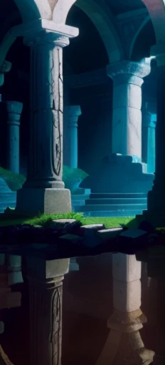 Create Stunning Princess Zelda White Marble Statue Image, Great location for me and Uma Florestano Tourna, On the outskirts of an ancient and ruined temple. The statue of Zelda is dressed in her signature royal costume, with intricate details, His hands hold an elegant scepter, Reflection on Reality and Sabedoria. The forest at night is illuminated by moonlight, Create a mysterious and mystical environment. The background is of an ancient temple, There are broken pillars and ruins, arousal and mystery. Add magic elements, como folhas e flores flutuantes com brilhos suaves, Emphasize the legendary nature of the scene. Create a captivating visual representation of the scene, Capture Bellesa, Princess Zelda&#39;s Serenade and Nostalgia."