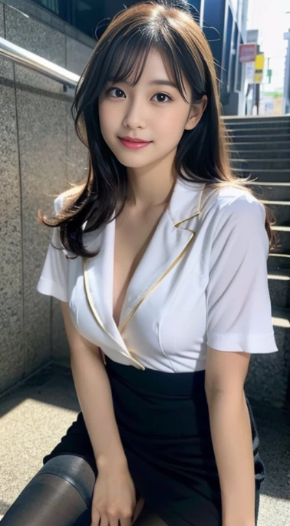 quality, masterpiece, 1 girl, cute face, (realistic pictures:1.3), edge light, (high detail skin:1.2), 8K超High resolution, Single-lens reflex camera, 高quality, High resolution, 4K, 8K, Bokeh, absurd, Optimal ratio of 4 fingers and 1 thumb, (genuine:1.3), Bored face, cute only daughter, Black formal blazer, big breasts, short skirt,office room