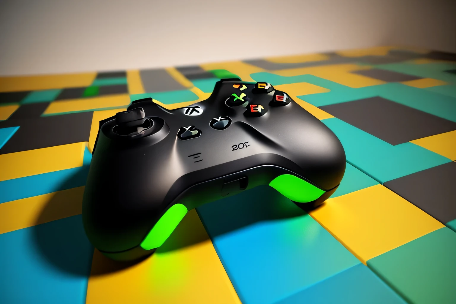 isometric style, 120 graus precisos, arte em poli, Stylized 3D rendering, controle de xbox 360, cena estilizada em 3D, Dark,