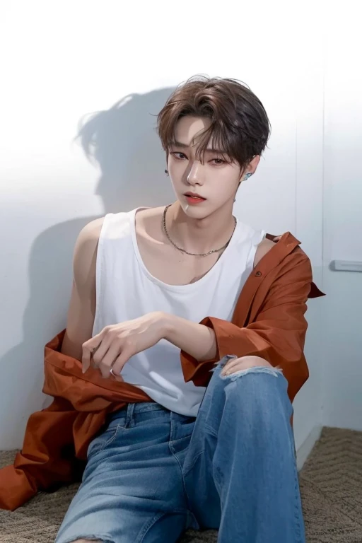 Yoon Hyunsuk from South Korean group CIX with dark hair and gothic style 