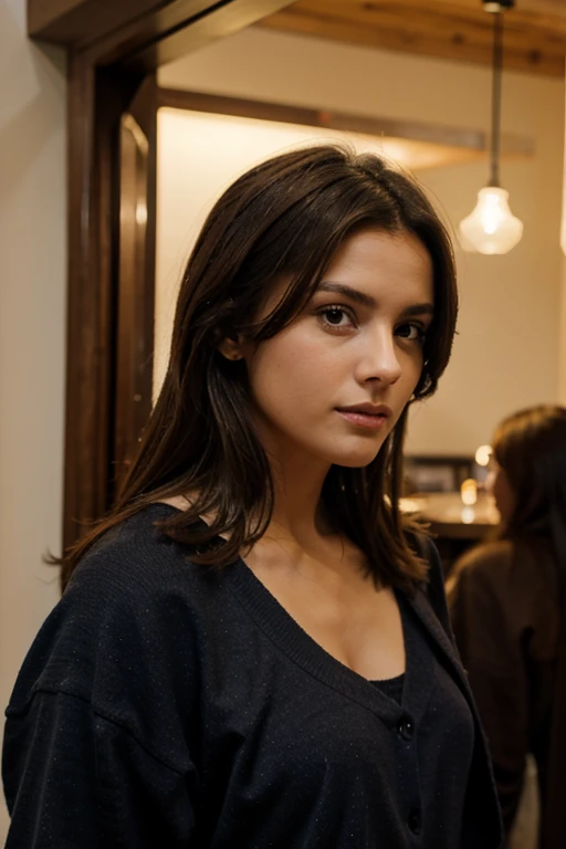 belle brune acroupie