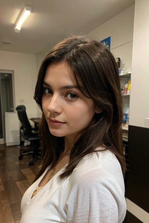 belle brune acroupie