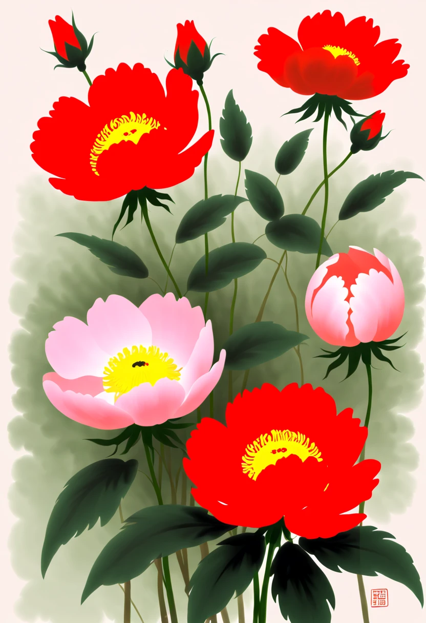 watercolor painting, flowers, (by Wu Guanzhong), (best quality, masterpiece, 8k)