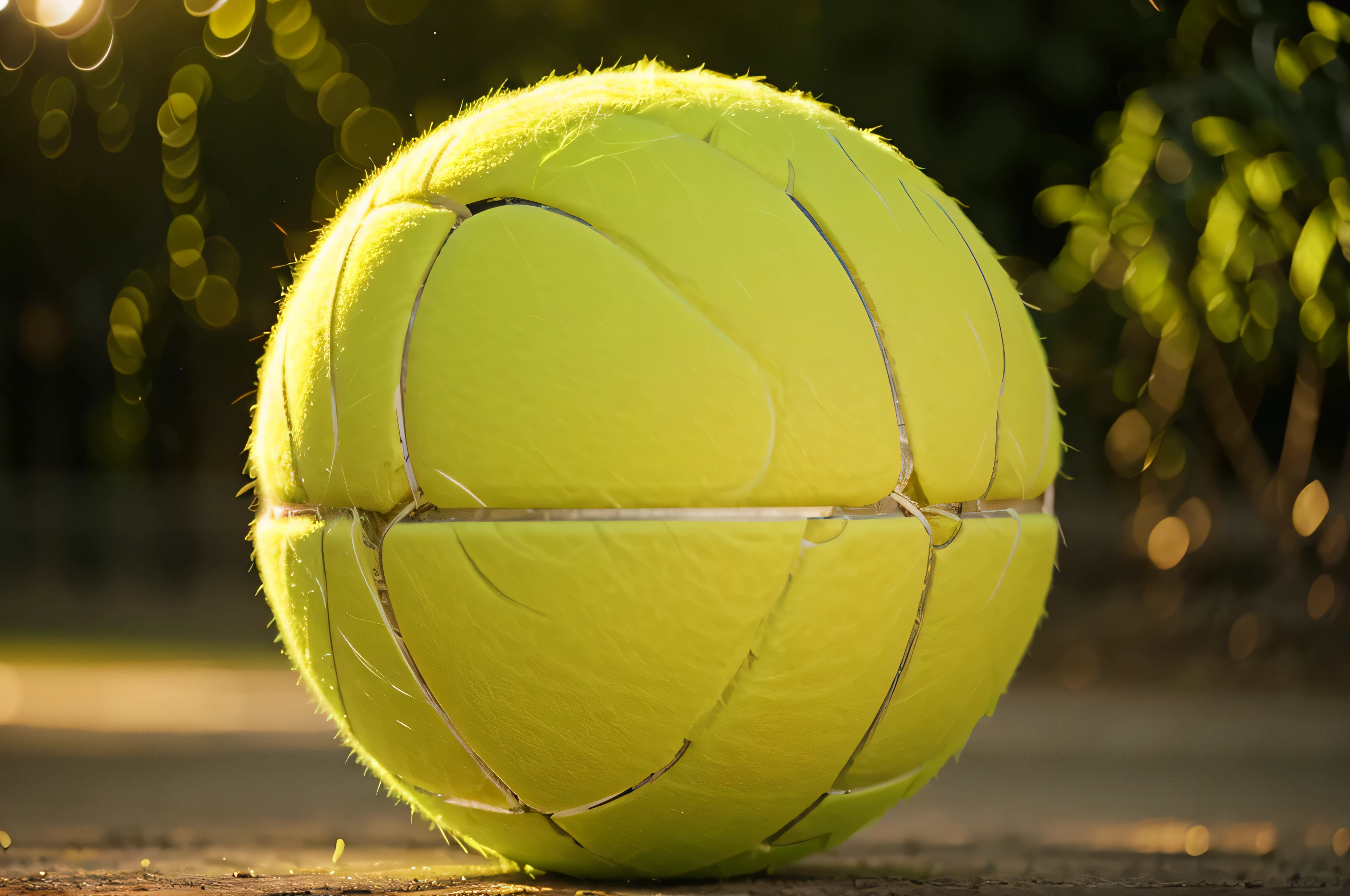 tennis ball, dynamic lighting, realistic, light abstraction, sharp focus