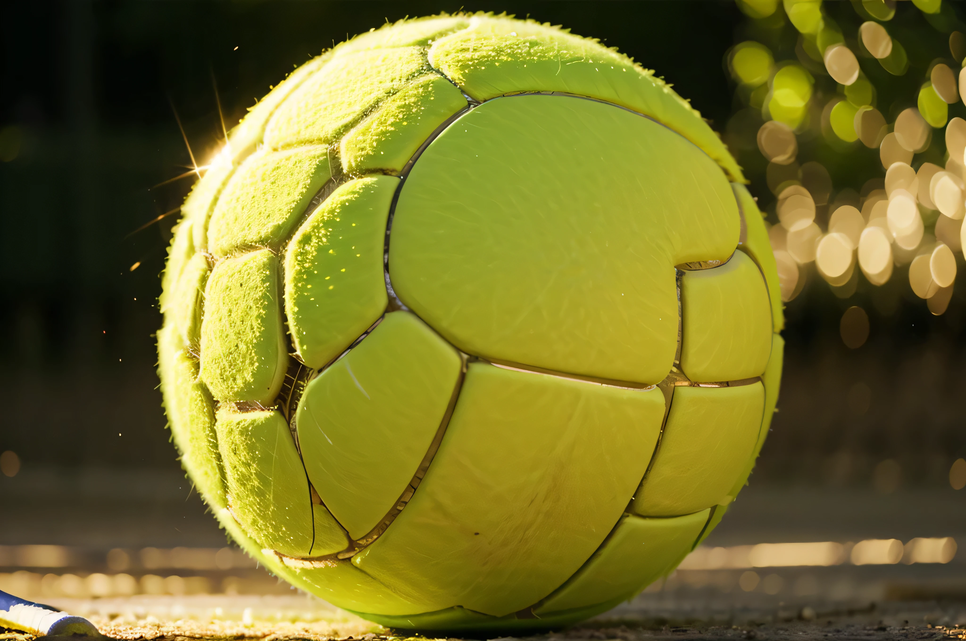 tennis ball, dynamic lighting, realistic, light abstraction, sharp focus