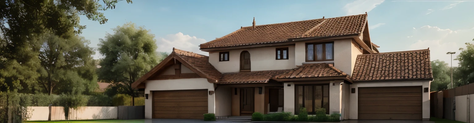 Paysage simple avec une maison , STYLE 3D et coloré