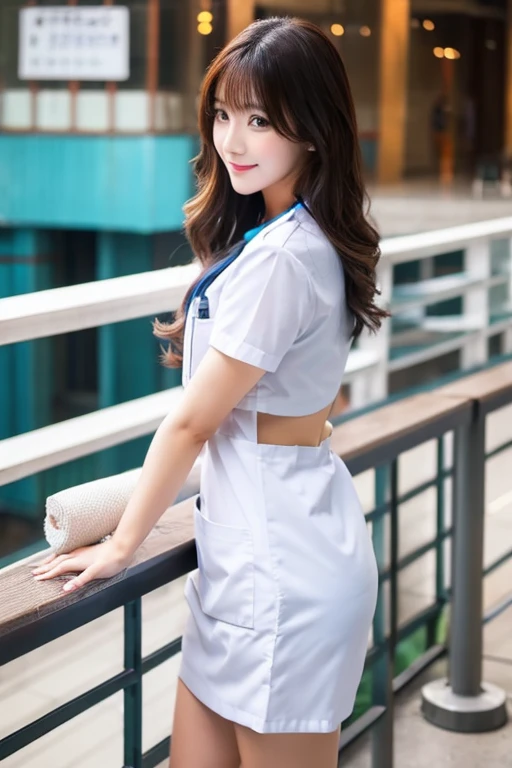 beautiful girl、nurse、sexy、perfect style、From above、looking at the viewer、