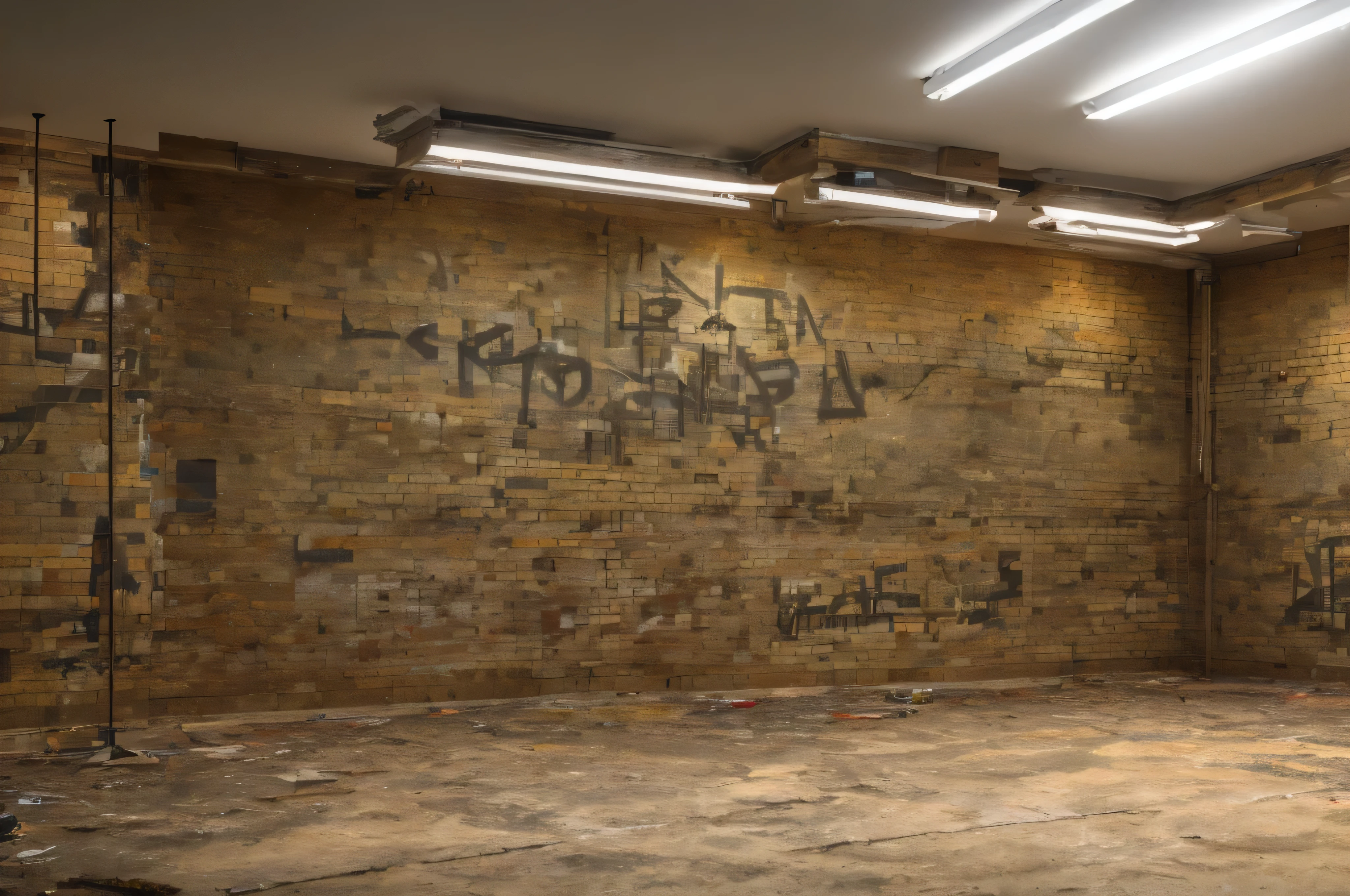 graffitted wall room, realistic, sharp focus, depth of field, canon, dynamic lighting
