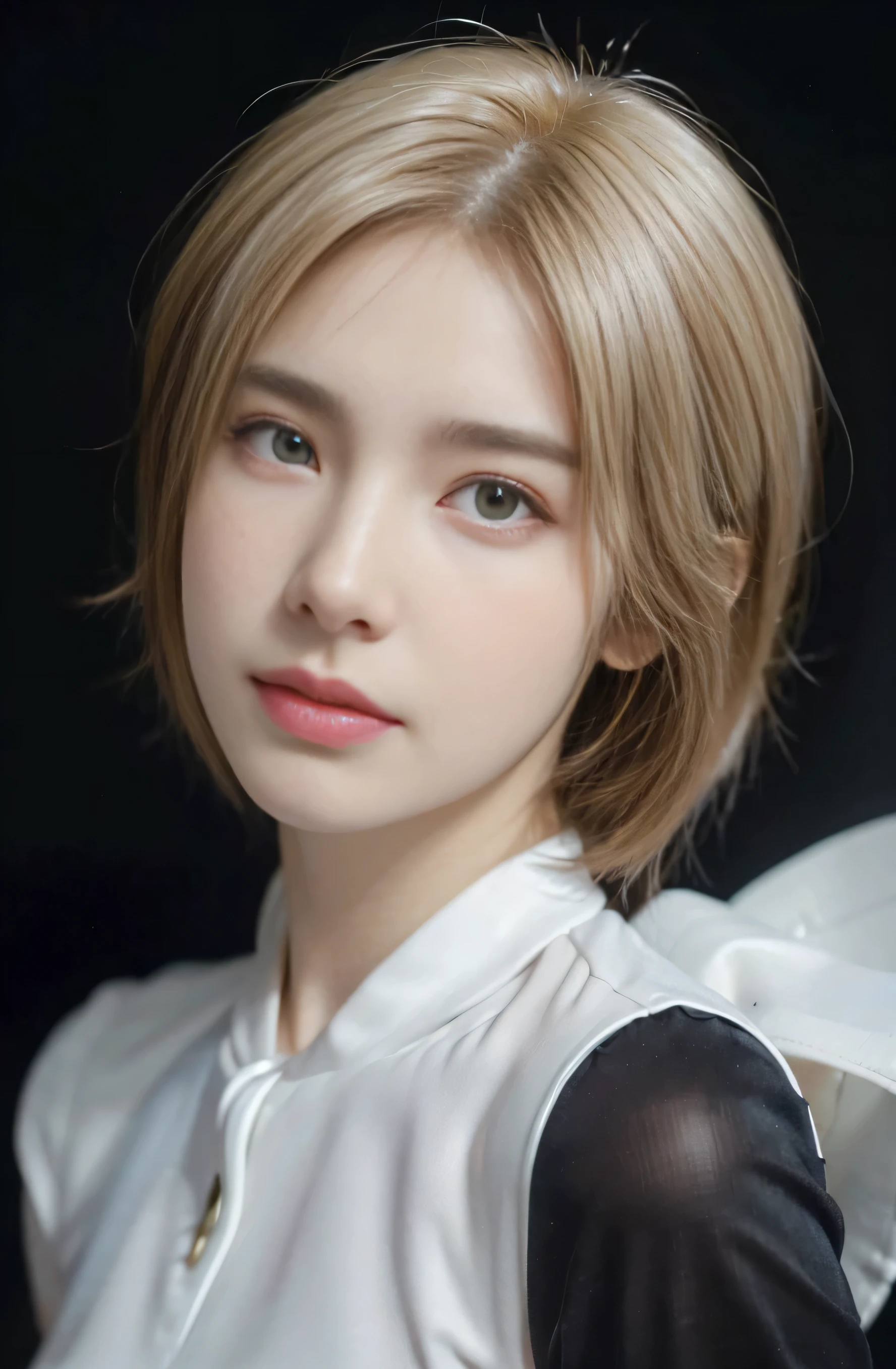 get dressed, (photo realistic:1.4), (hyper realistic:1.4), (realistic:1.3), (The light is softer.:1.05), (Increase qualityแสงในโรงภาพยนตร์:0.9), 32ก, 1 girl,20yo girl, realistic lighting, Backlight, light on face, Traces of radiation., (Brighter lighting:1.2), (Increase quality:1.4), (The best quality genuine skin:1.4), Finely detailed eyes, Finely detailed faces, Exquisite quality eyes, (Tired and sleepy and satisfied:0.0), (Increase the mood of the body:1.1), (Increases skin beauty:1.1), very short white hair, Edit the white leather outfit