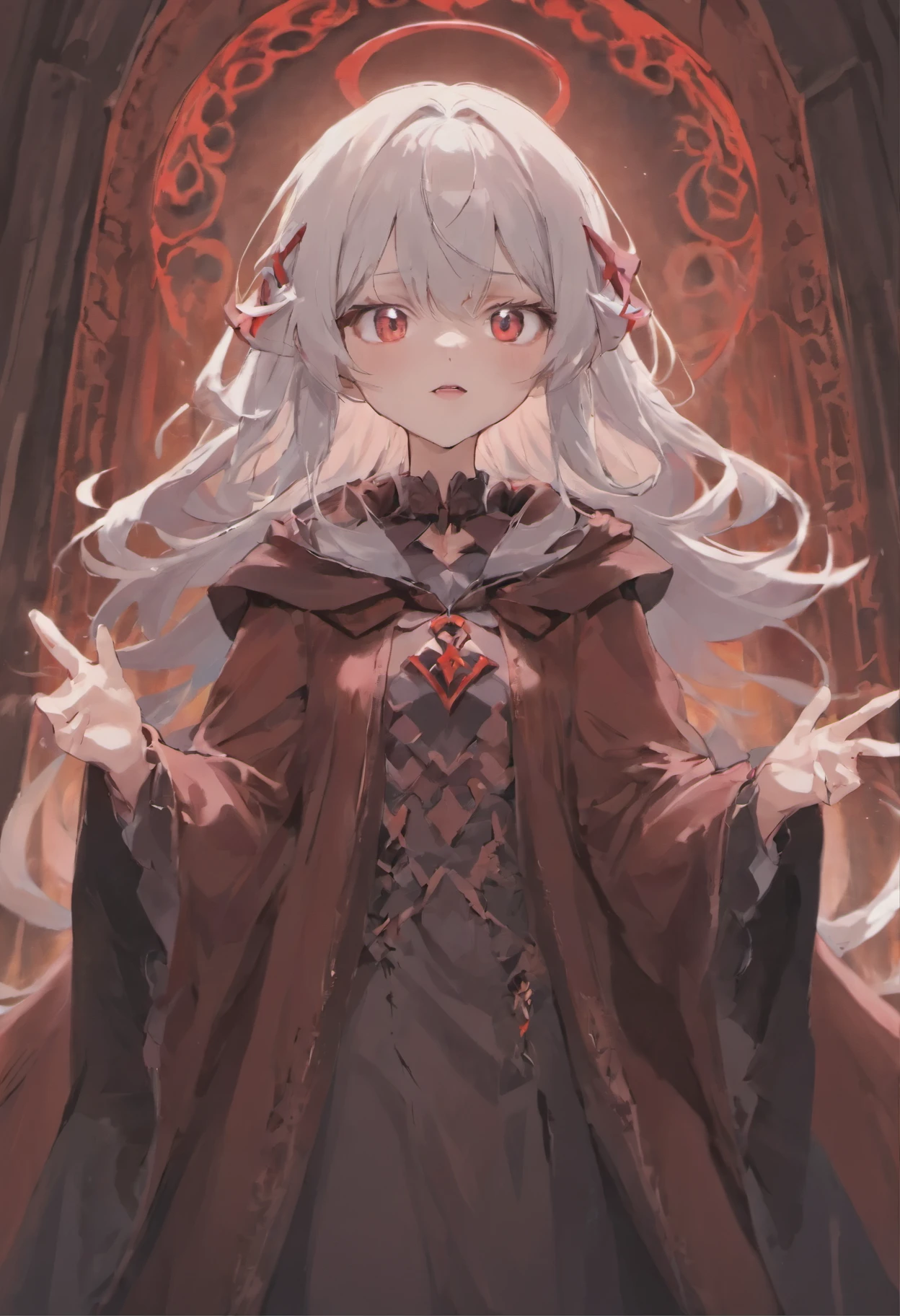 vampire,white hair,woman,righteous,cloak