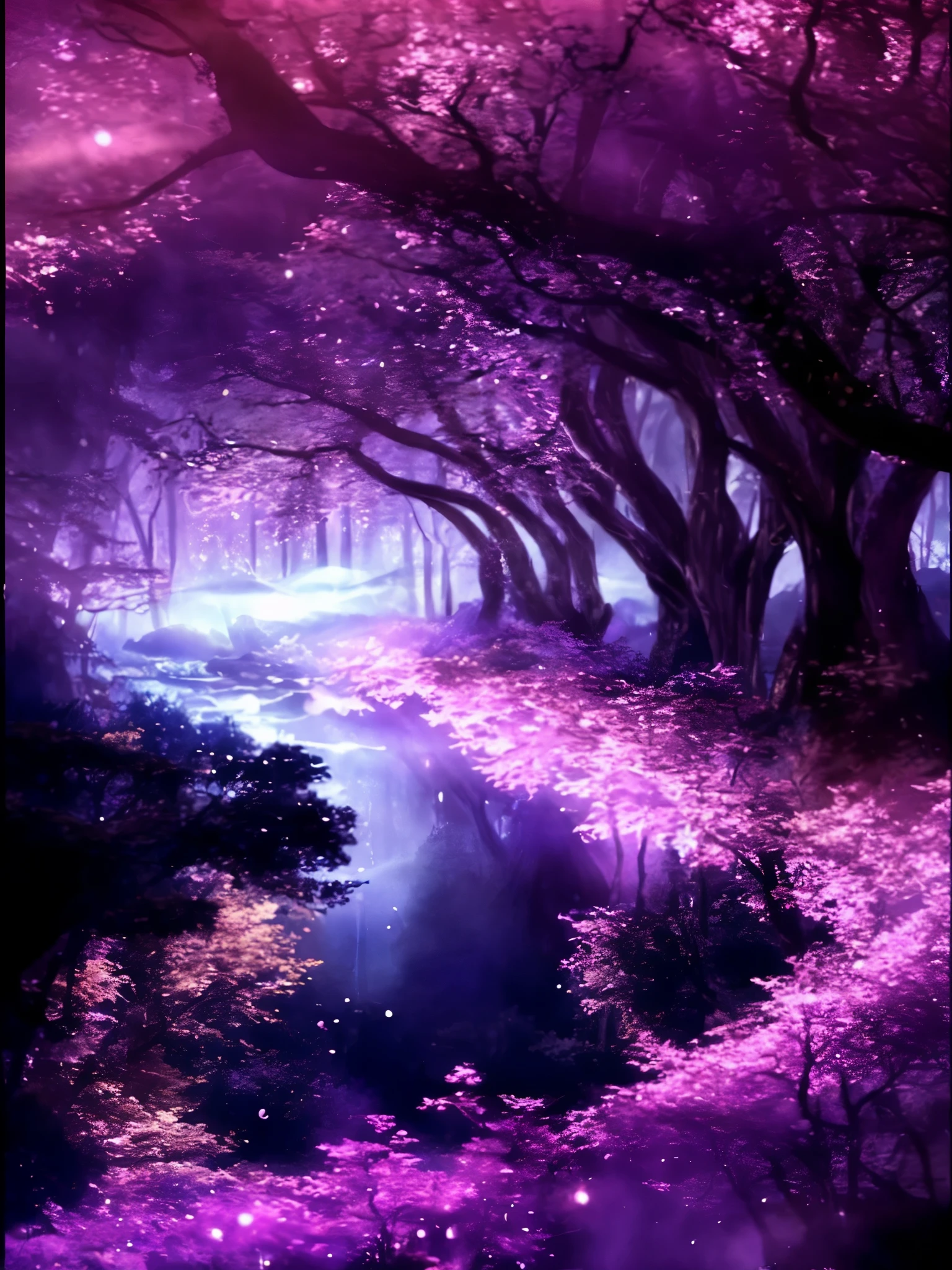a purple forest with a stream and trees in the middle, enchanted magical fantasy forest, magic fairy forest, magical fantasy forest, very magical and dreamy, magical forest, magical environment, enchanted and magic forest, magical forest backround, magical forest in the background, in a magical forest, magical dream-like atmosphere, magical colors and atmosphere, magic forest, magical background