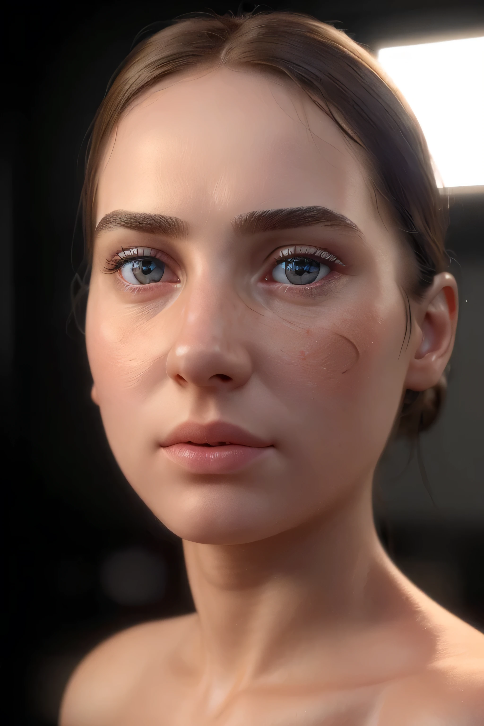 ((photorealistic:1.4)), ((masterpiece)), 1girl,, beautiful detailed girl, extremely detailed eyes and face, red eyes, light on face, cinematic lighting, big breats