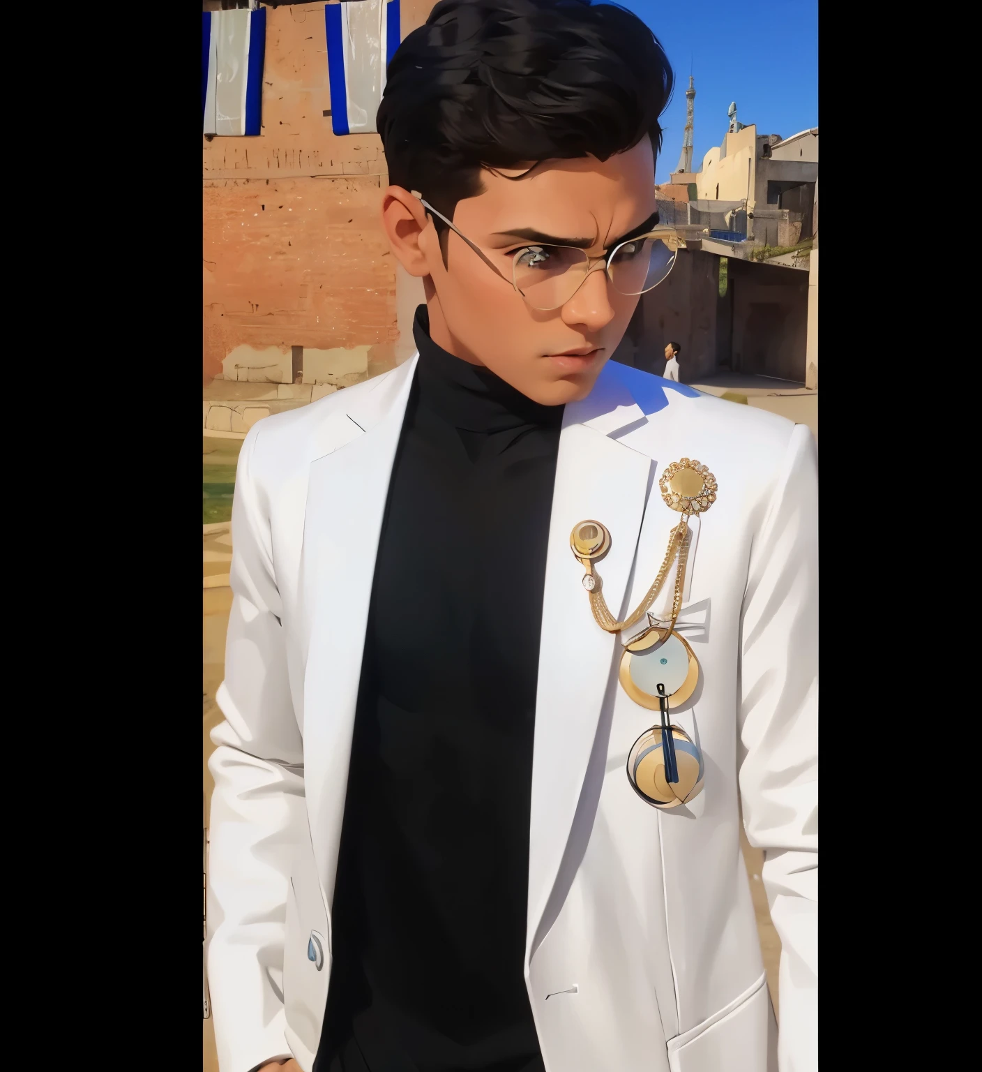 Boy with beautiful futuristic background realisti c face 8k ultra high quality hd