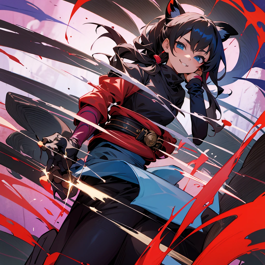 kenjaku,jjk sorcerer, GtsGiga, Gtscity, Rampage,evil,uncaring,pissed off, red aura,hands held tiward,psychotic smile,ready to crash out,Red Engery Ball,cityscape,muscular,bkack trenhcoat,Looming,twintails, domain expansion