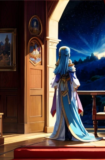 Castle anime scene,A woman and a man stand by the window, leaflet, leaflet anime style, in the throne room, Popular isekai anime, outer space, A big tree stood upside down on her head, TV animation stills, Today’s recommended anime is still, Sao style anime, reincarnated as a slime