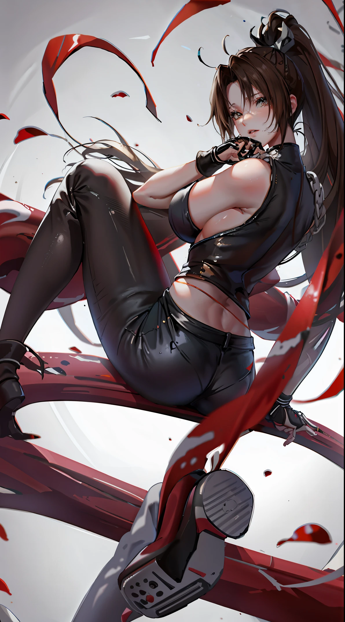 Akira,sitting，leather pants