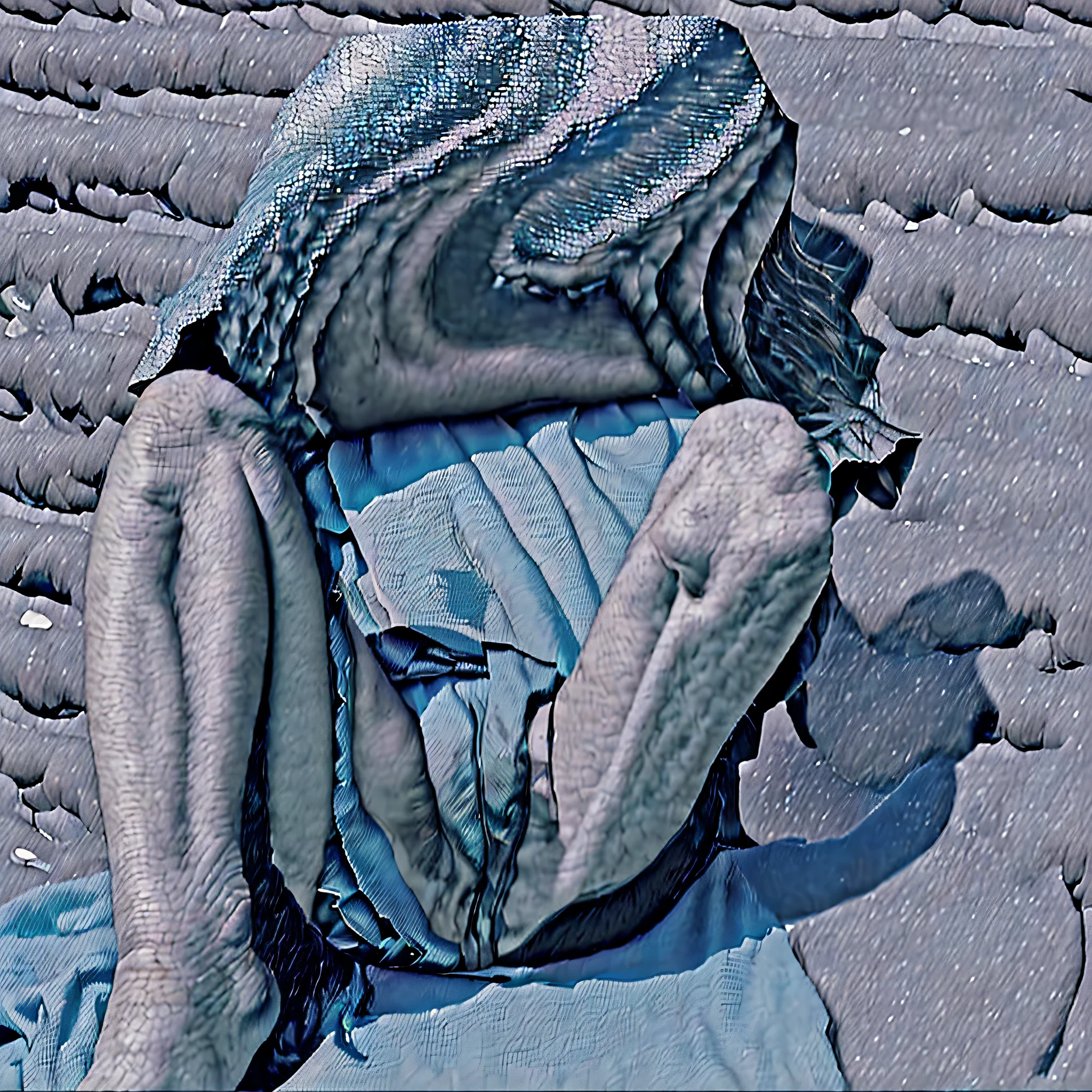 a hyper-realistic surreal nonsense many men and many women very well dressed with no sex are fused with a peculiar bizarre nonsense shape where the head is glued to the LEG in strange positions, beach background