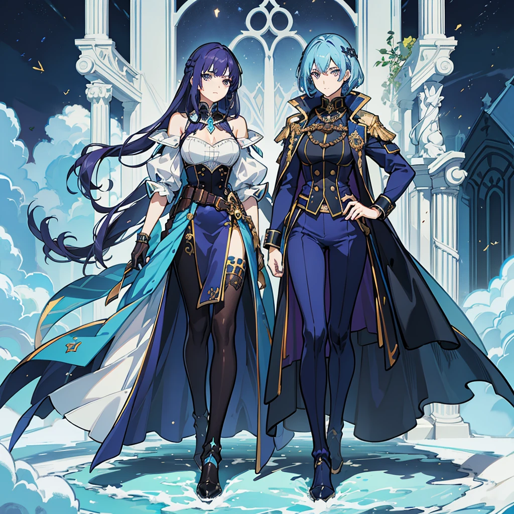 11:23(((Best quality at best: 1.4))),(Unbeatable masterpiece), (hyper HD),(Hyper-realistic 8k CG)、（one hand on hip gesture），（lightblue hair） ((( body))), (((1 girl in))), 25-year-old American soldier with perfect body,,Beautiful and well-groomed face,muscular body:1.2,Solid royal blue jacket with details, (Pictures from head to thighs)， Complex equipment, purpleish color，long trousers，The clothes inside are dark，Clothes with armored metal electronic parts, Poison tattoos )
