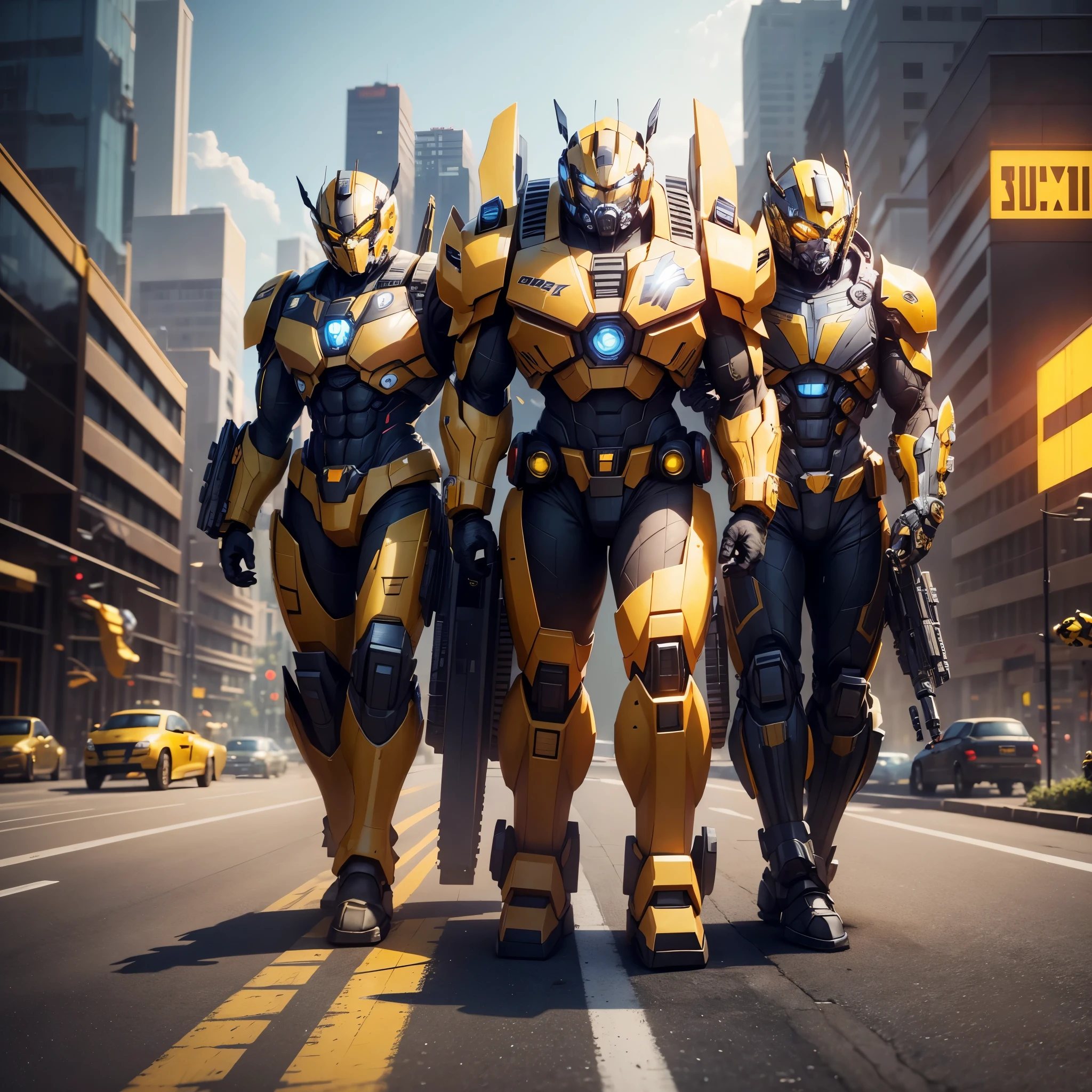 Best Image Quality Transformers Autobots Bumblebee Style Portable Heavy Weapon 8K
city in the background, a man is in front of the Bumblebee mech, based on bumblebee, yellow mech, Bumblebee, wojtek fus, akira and bumblebee, from transformers, trending in artstation 4k, battlefield yellow theme, an anime
