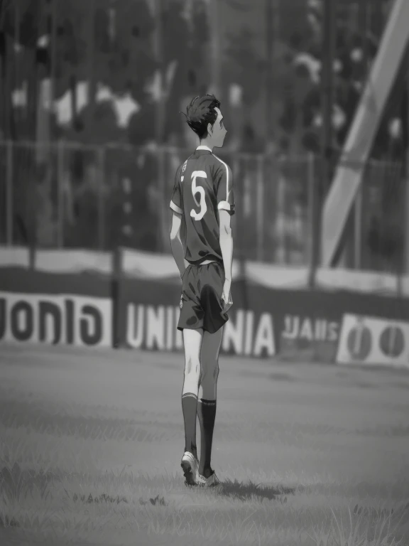 arafed soccer player in a black and white photo on a field, michel - ange, inspired by Ferenc Joachim, inspired by Victor Meirelles, Stephen Sándorfi, michel - ange 8 k, roberto bernardi, alphonse muca, inspired by Italo Mus, denys tsiperko, by Giovanni Pelliccioli