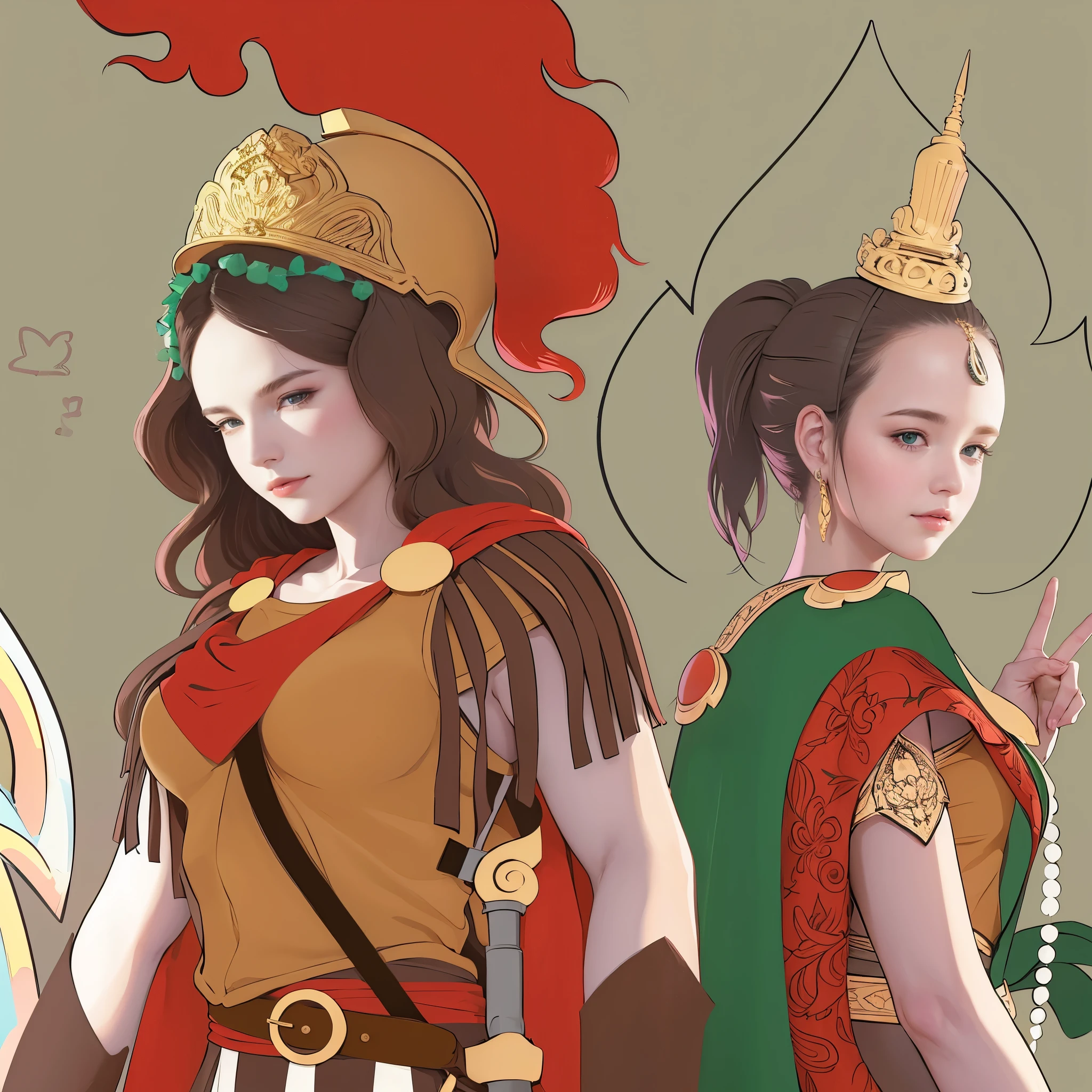 Two women with the same face Looks like an ancient Greek goddess
