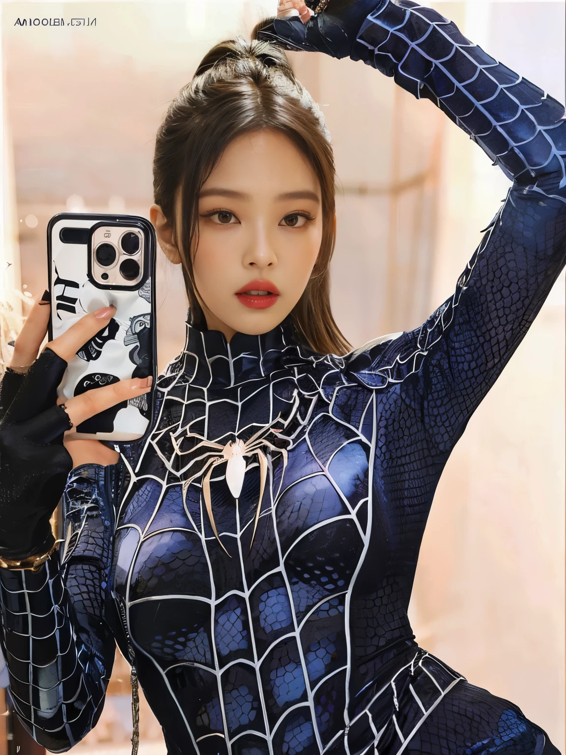 aranha - homem mulher tirando uma selfie com seu telefone, ( ( mulher aranha ) ), Park Shin Hye as a supervillain, traje de alta qualidade, IU Lee Ji-eun as a supervillain, mulher aranha, professional Cosplay, mulher aranha!!, realistic Cosplay, mulher aranha!!!!!, lara croft as mulher aranha, 2 0 2 0 moda, anime Cosplay, Cosplay