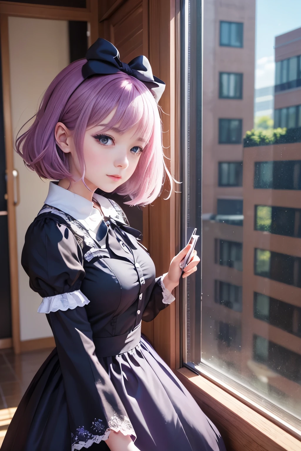 anime girl in purple dress posing in front of a window, cute anime waifu in a nice dress, anime girl wearing a black dress, ilya kuvshinov. 4 k, seductive anime girl, anime style 4 k, badass anime 8 k, smooth anime cg art, anime style. 8k, li in dress, anime moe artstyle