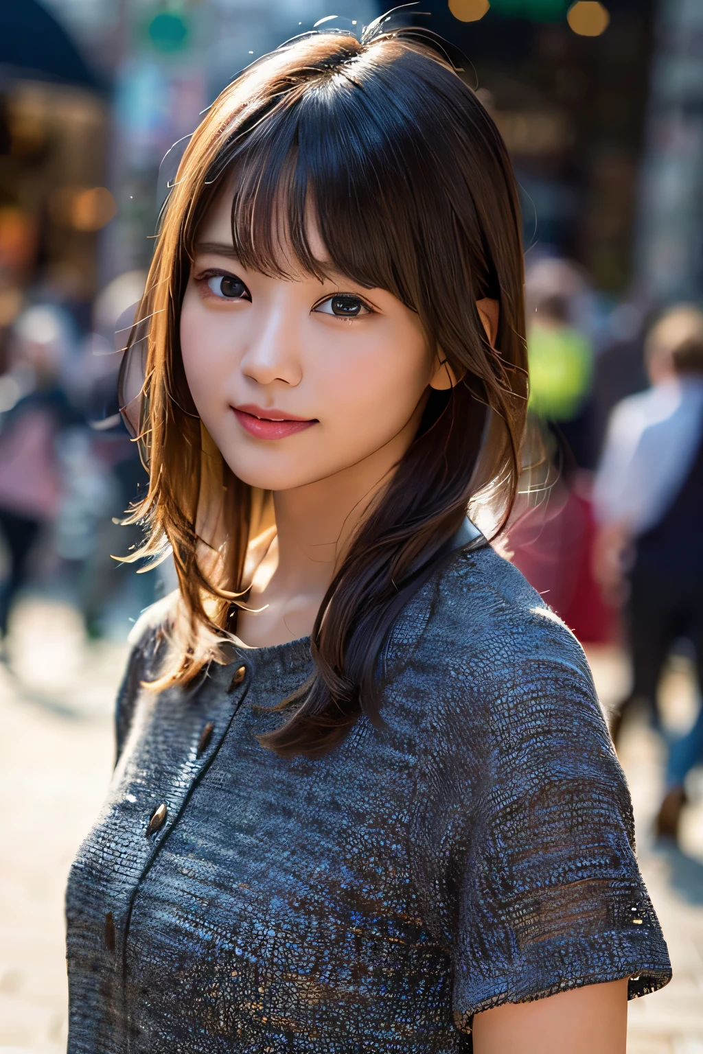 (8 thousand, RAW photos, best quality, masterpiece:1.2), (realistic, photo-realistic:1.37), very detailed, ultra high resolution,1 girl,looking at viewer,Beautiful detailed face,laugh,small,(slim waist:1.3),shirt, Beautiful and delicate skin, skin texture, floating hair,professional lighting,