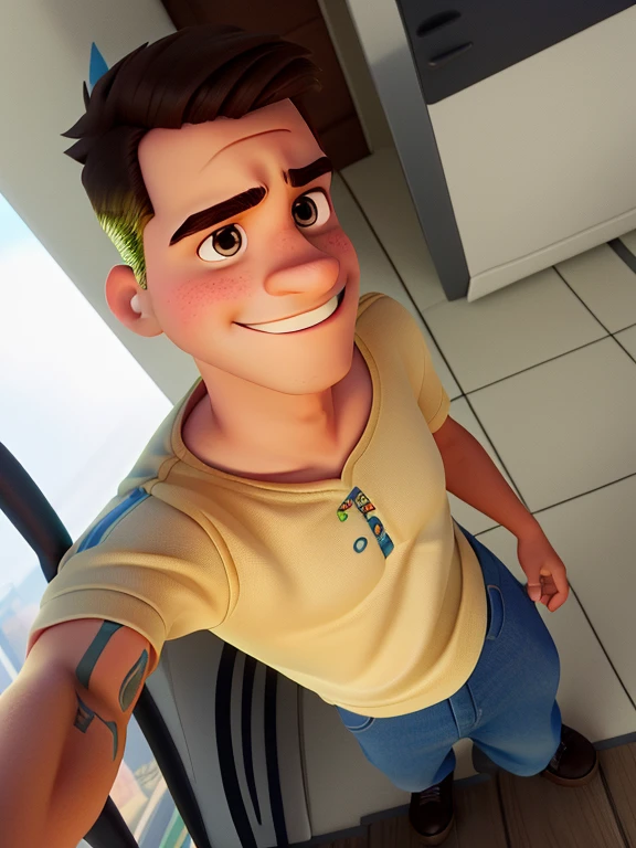 Uma jovem estilo disney pixar parada, alta qualidade, melhor qualidade, olhando fixamente para camera, jovem idade 20 anos, rosto redondo, not smiling.