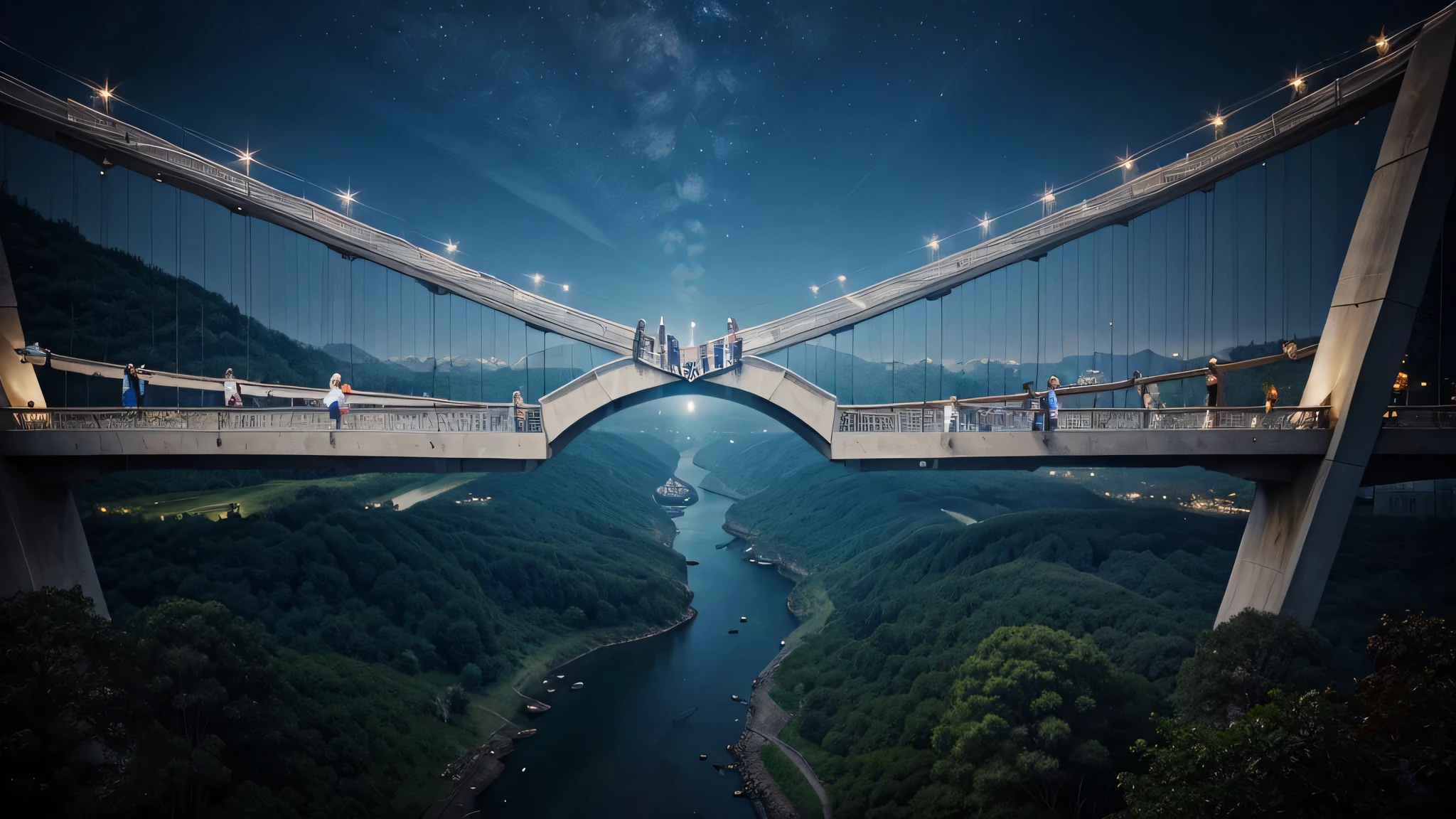 Stress-Reducing Bonds Bridge: Design a mystical bridge  symbolizing the strength and support 