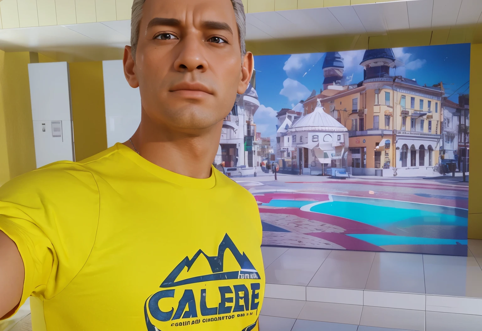 Personagem de desenho animado de um homem e uma camisa amarela, um personagem animado, Caractere estilizado, animation style rendering, 3D estilizado, Arnold Maya rendering, Stylized 3D rendering, toon render screenshot, Personagem 3D, Personagem 3D, Stylized 3D rendering, 3D character rendering, personagem de desenho animado, Personagem de close up, Pose de personagem, (Estilo Pixar) (parte mestre:1.2) (Bokeh) (melhor qualidade) (pele detalhada) (textura detalhada) (8k) (argila) (cinematic lighting) (sharp focus,Senta e vaza a parte superior do corpo