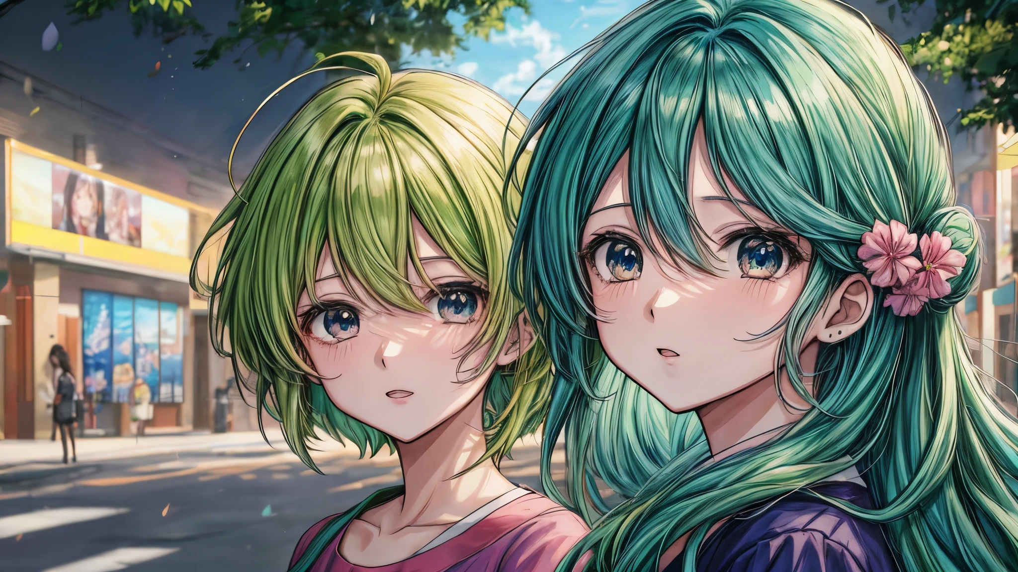chica anime con cabello verde y ojos azules y una camisa blanca, estilo anime 4k, Fondo de pantalla de arte anime 4K, Fondo de pantalla de arte anime 4k, fondo de pantalla de arte anime 8 k, fondo de pantalla animado 4k, Fondo de pantalla animado 4K, arte de anime digital detallado, chica anime con cabello verde azulado, dos hermosas chicas anime, Fondo de pantalla animado 4K, Fondo de pantalla manga 4k
