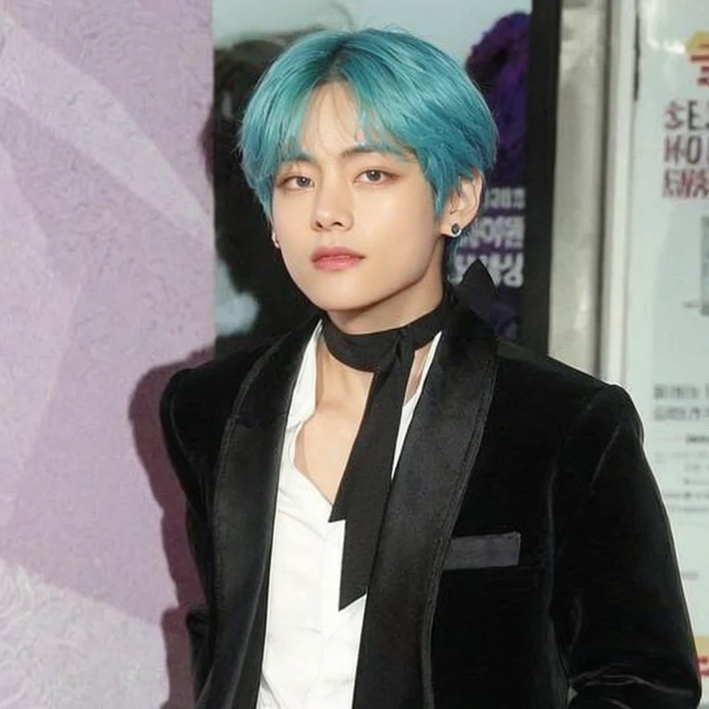 Taehyung de cabelo azul tomboy