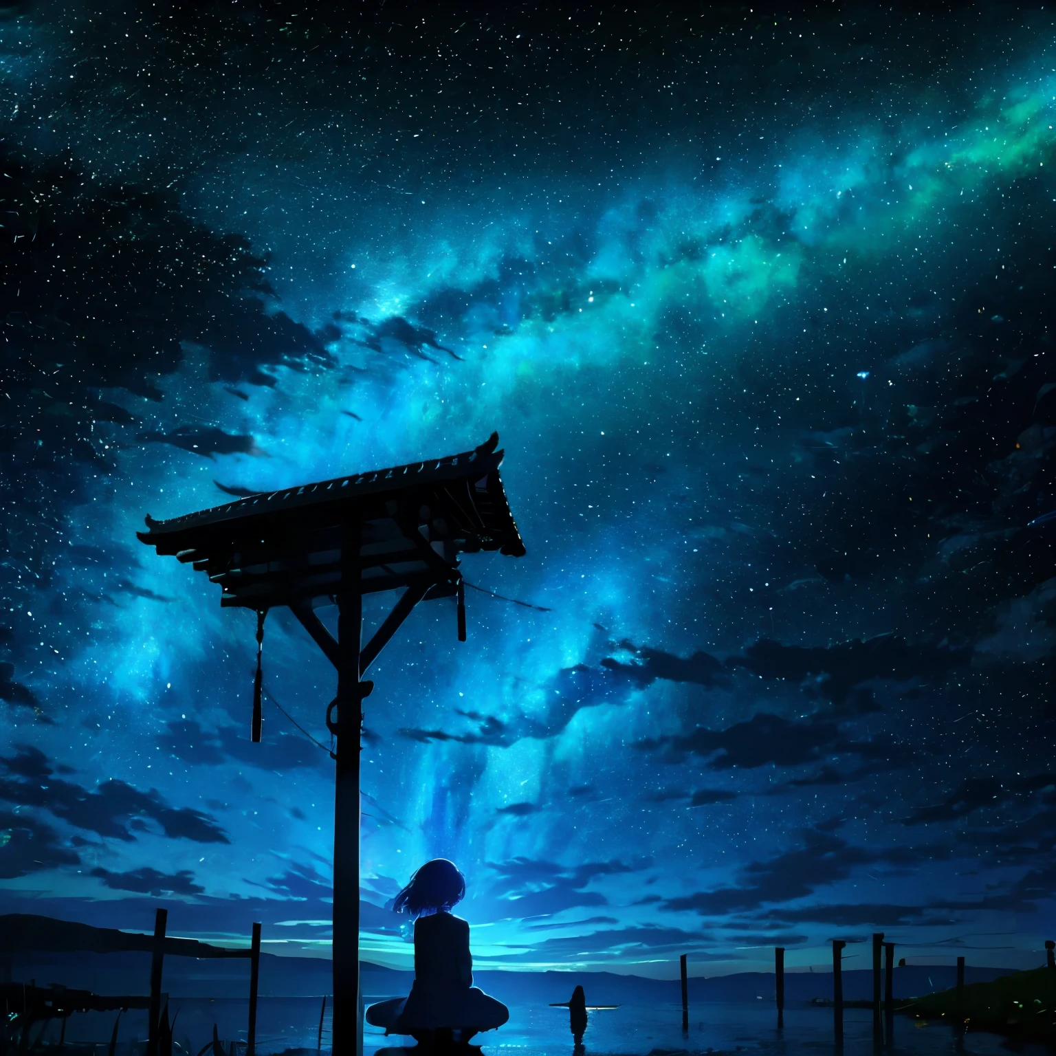 table:1.3), (Best quality:1.3), a high resolution, Kuboi shot, behind,Superb view、(one cute girl:1.3), One, huge smile、A ring of rainbow angels floats above my head、Yankee goes into battle、Girls、language、Angel Ring、Eight-headed body、full of stars、Meteor swarm、Beautiful cityscape、Colorful starry sky,White dress、pretend dress、Squatting、Standing model、cross legs、Focus on the brightness of the eyes、yogapose、purple hair, (beaver:1.2), Mixed mesh and light blue、short braid and hair, (blunt bangs:1.2), Beautiful hair, eyes purple, Wonderful eye、Close your eyes as hard as you can、Light from the eyes、eyes closed(1:4)beautiful detailed eyes, Ultra detailed eyes、sparkling eyes,behind、yoga、Colorful starry sky,stars,Iridescent aura around the eyes、arm up, to stretch、Lie down and bulge your hips、rainbow eyes、Squinted eyes retracted.,Wearing a rainbow aura all over the body、 Shadow lighting,perfect body