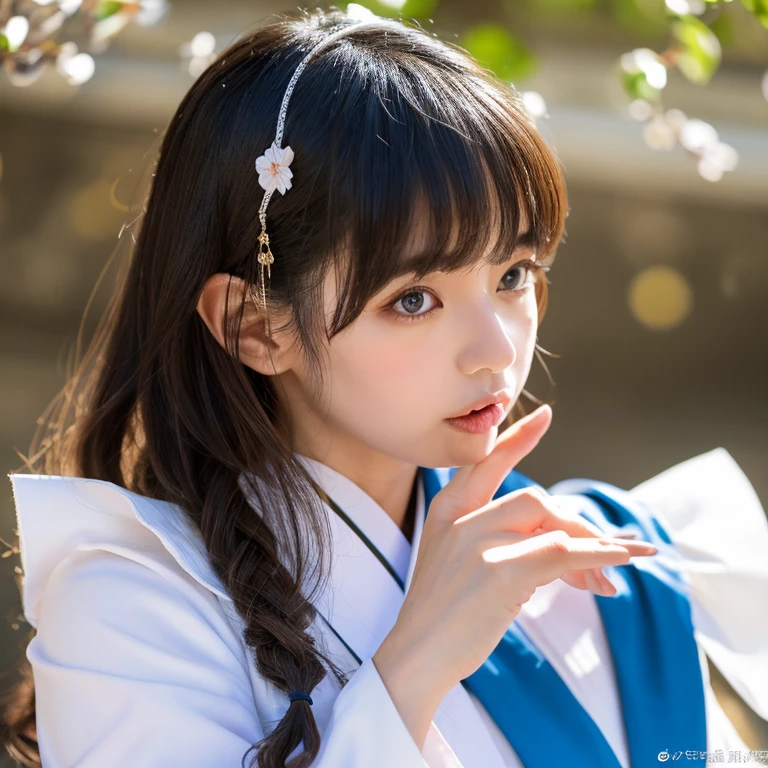 shrine maiden, girl, photo&#39;s, super detailed詳細, intricate details, cinematic angle, 最高の詳細なgirl, focus on eyes, expose cleavage, soaking wet, Longuette, 美しい詳細なgirl, 25 years old, long black hair, princess cut, air bangs, eyes visible through hair, hair on shoulders, Azure hair, beautiful fine hair, ridiculously long hair, perfect face, light blush, Tsurime, stick out tongue, perfect hands, huge breasts, light brown eyes, wet skin, red bow, Candarrim Eyewear, Kagura Suzu, japanese kimono, white sleeves, fine wet clothes, sunlight, gothicarchitecture, Japanese shrines, warm, Wallpaper 8k CG, super detailed, detailed and complex,