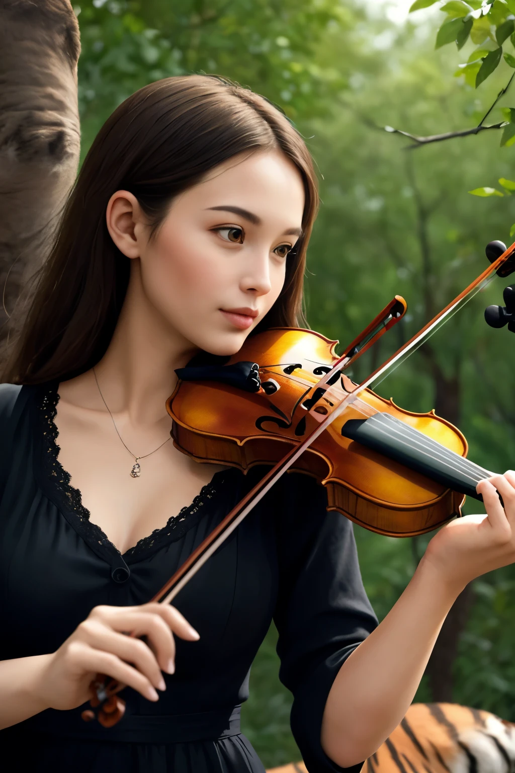 ((best quality)), ((masterpiece)), (detailed), perfect face


32 year old readhead woman playing violin around tigers and wolves