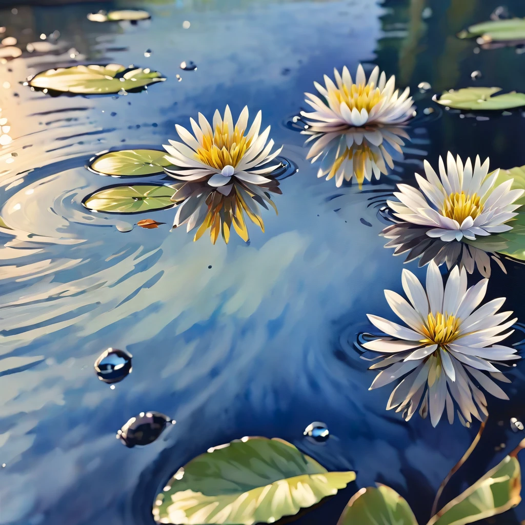 (((watercolor:1.5))), (((watercolor atmosphere:1.4))), (((crystal clear water reflection background:1.3))), (((Transparent flower:1.4))), (((Movie-like still images and dynamic angles:1.3))), (((cool and beautiful shadow silhouette:1.1))), Gouache with intricate details, Add a touch of realism to this visually detailed and stylistically diverse masterpiece, Detailed brushstrokes have been enhanced, Careful brushwork creates an atmosphere, Utilize delicate yet powerful brushstroke techniques, Create an enchanting atmosphere. highly detailed gouache, (((Unparalleled sharpness and clarity:1.1))), (((Radiosity rendered in stunning 32K resolution:1.3))), All captured with sharp focus.
