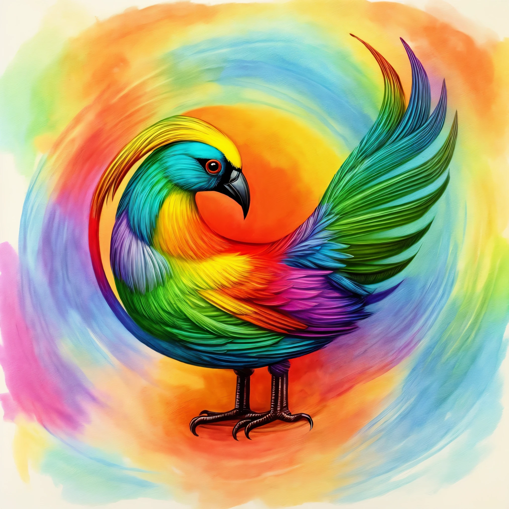 painting of a colorful bird,  Sankofa bird, , colorful, vibrant, 