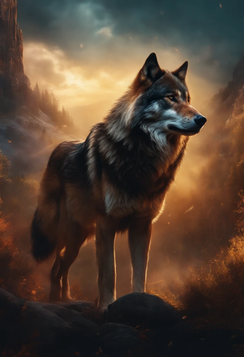 Spritzkunst, ein Wolfskopf, episches Instagram, Kunststation, Spritzer-Stil aus bunter Farbe, Kontur, Hyperdetailliert, aufwendig detailliert , Unwirkliche Engine, Fantastisch, kompliziertes Detail, splash screen, complementary colors, Fantasy-Konzeptkunst, 8k resolution, Deviantart-Meisterwerk, Heavy blows, Farbe tropft, Spritzkunst
