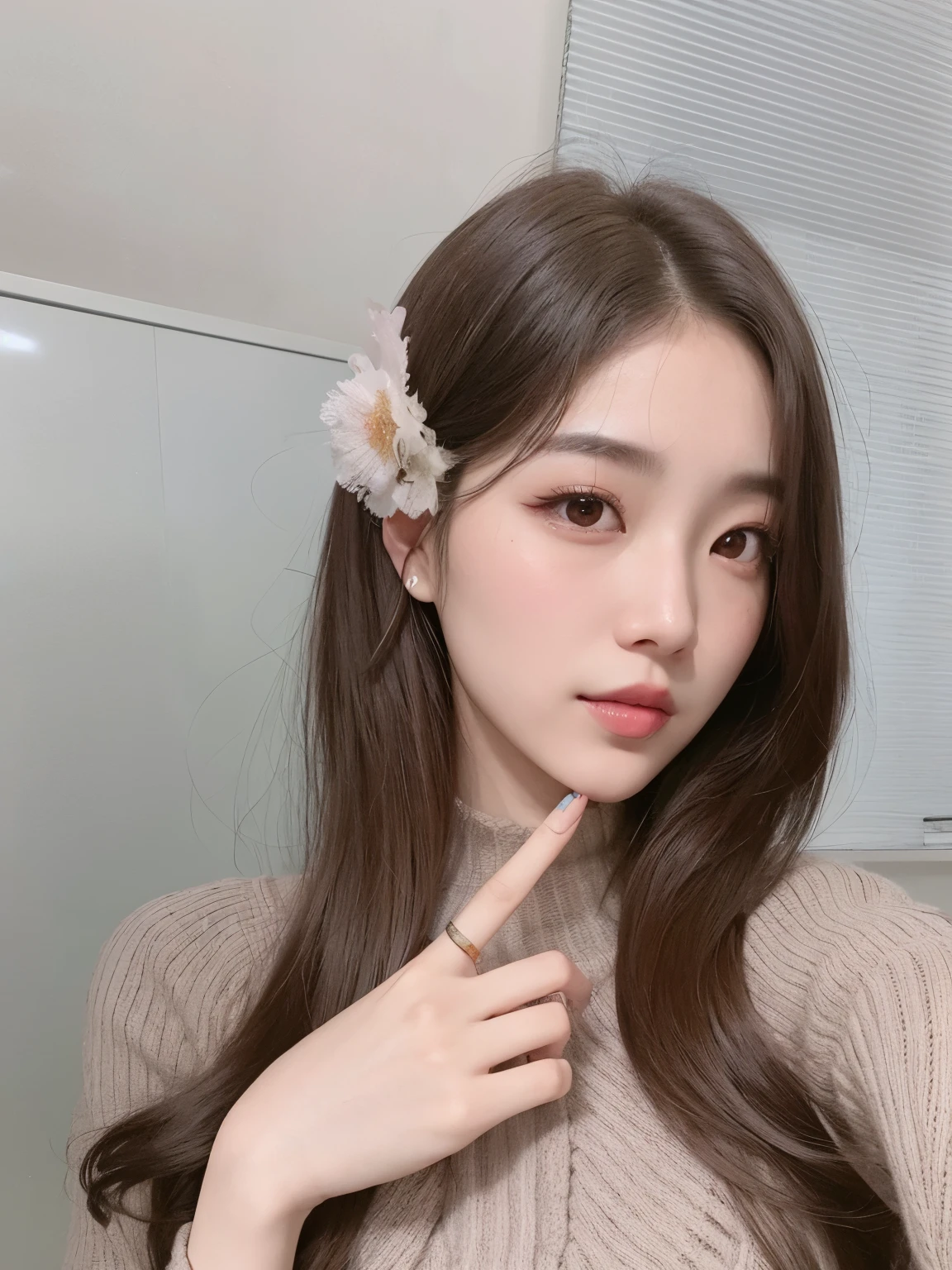 garota araffe com cabelo comprido e uma flor rosa no cabelo, Ulzzang, young lovely korean face, Menina coreana, linda mulher sul-coreana, linda jovem coreana, linda jovem coreana, jaeyeon nam, adorable and pale korean face, Jinyoung Shin, maquiagem coreana popular, Heonhwa Choe, maquiagem sul-coreana popular, profile picture with headshot