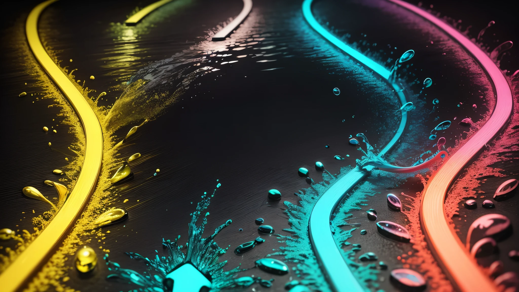 water,colorful,neon,watery,high resolution, high quality,neon colors, dark grey background, black grey grdient