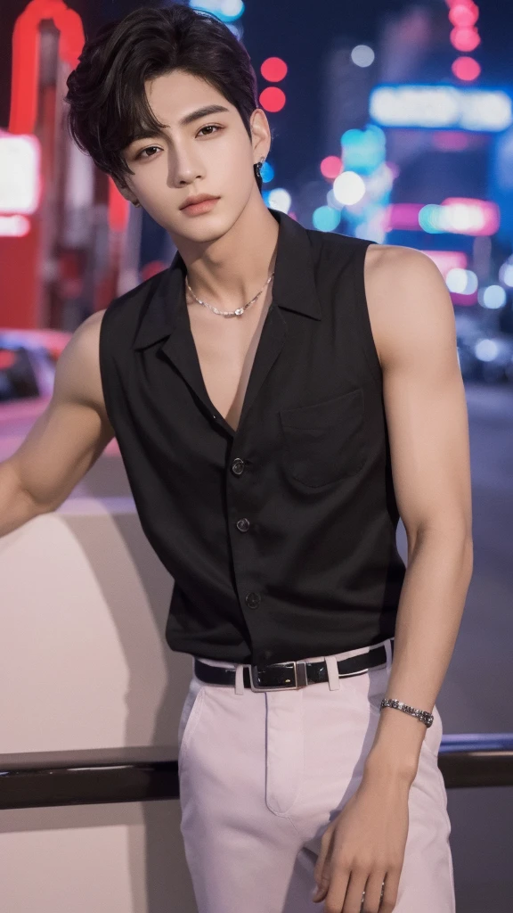 Mejor calidad,obra maestra,high resolution,1 chico,Modelo de moda,enfoque masculino,Solo,city night seoul korea Mejor calidad,obra maestra,high resolution,1 chico,Modelo,enfoque masculino,Solo,city night seoul korea, ojos coreano,age 21, guapo, cantante de kpop , pelo color rosa pastel,