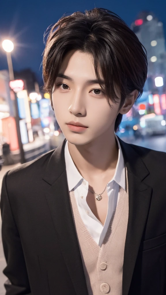 Mejor calidad,obra maestra,high resolution,1 chico,Modelo de moda,enfoque masculino,Solo,city night seoul korea Mejor calidad,obra maestra,high resolution,1 chico,Modelo,enfoque masculino,Solo,city night seoul korea, ojos coreano,age 21, guapo, cantante de kpop , pelo color rosa pastel,