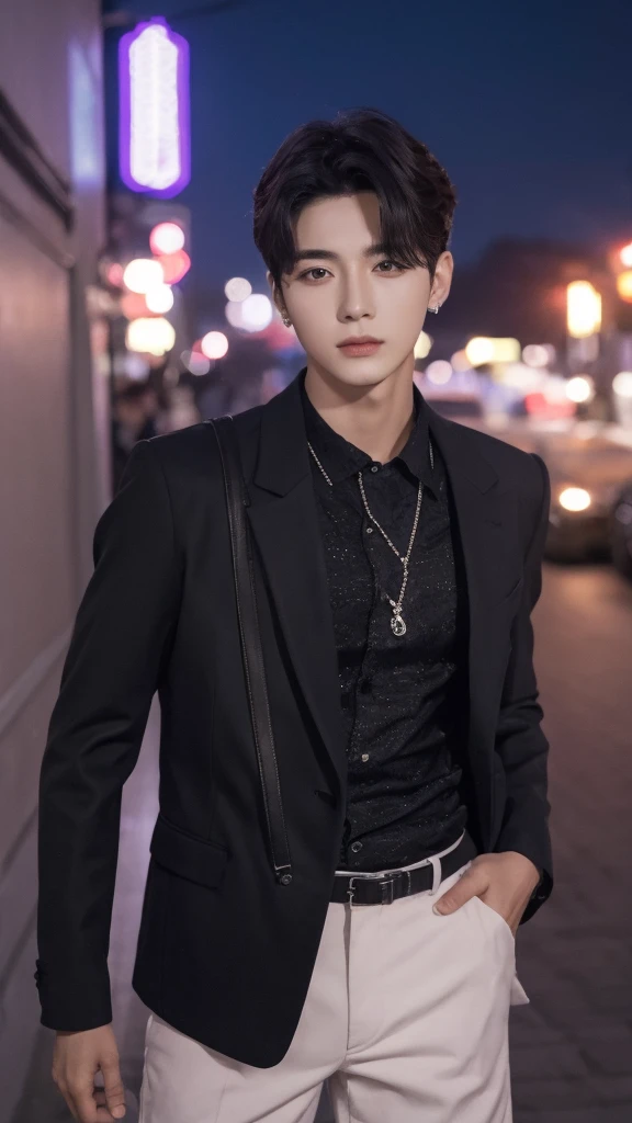 Mejor calidad,obra maestra,high resolution,1 chico,Modelo de moda,enfoque masculino,Solo,city night seoul korea Mejor calidad,obra maestra,high resolution,1 chico,Modelo,enfoque masculino,Solo,city night seoul korea, ojos coreano,age 21, guapo, cantante de kpop , pelo color rosa pastel,